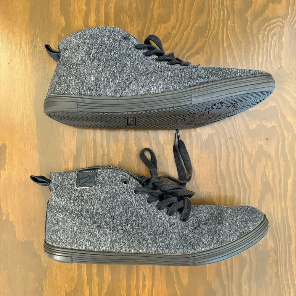Men’s Vlado Leon High Top Gray Canvas Sneakers, Size 10